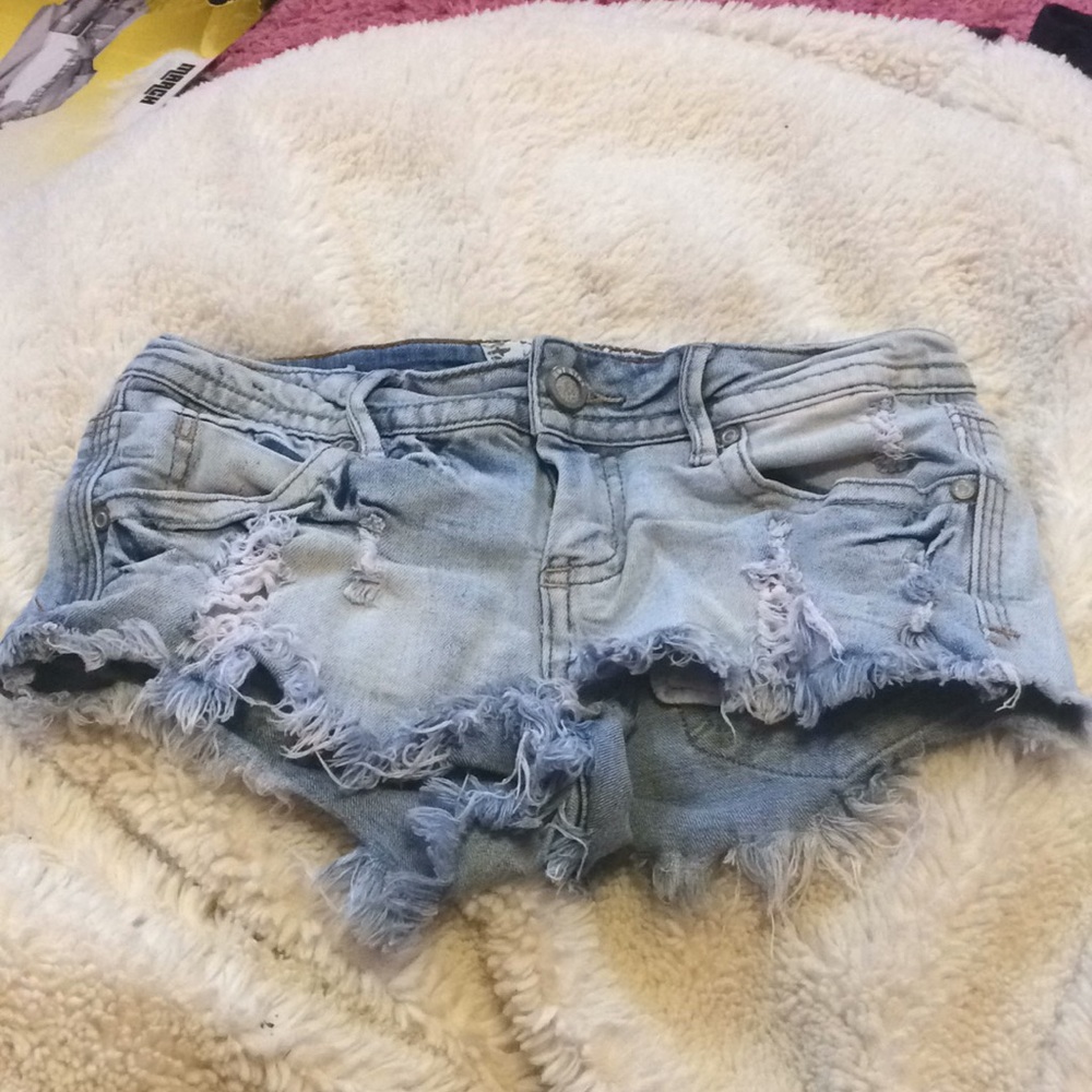 Trendy ripped jean shorts